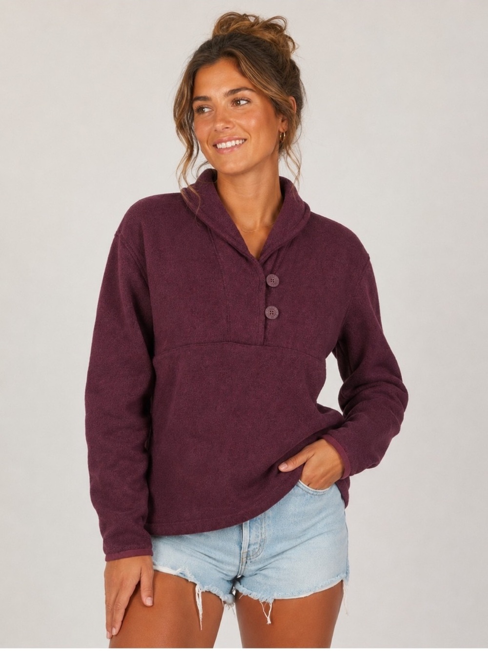 The North Face Crescent Sunshine Shawl Collar Fleece Pullover Sweater Size M